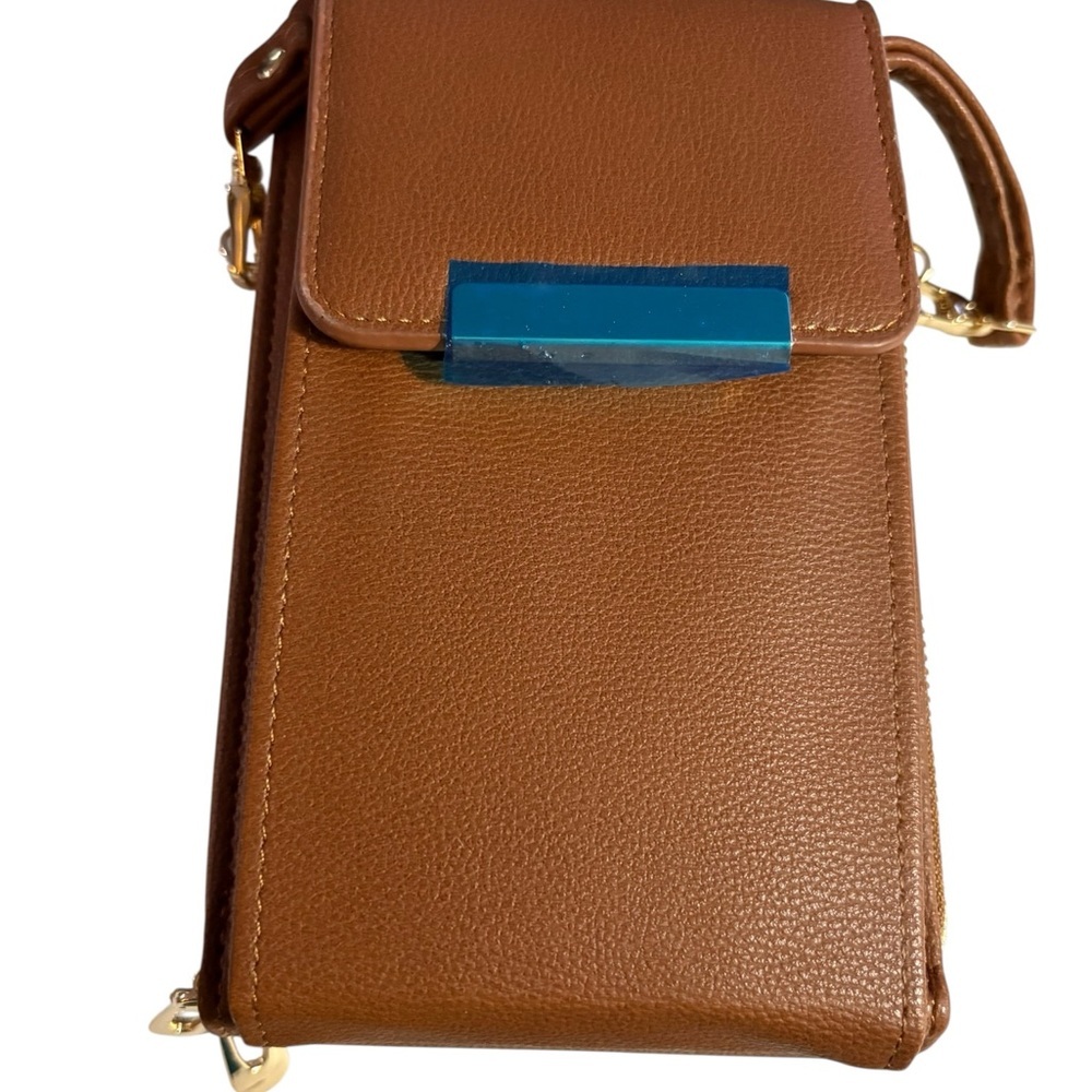 Brown Crossbody Bag with Goldtone Accents